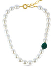 Pearl Crystal Green Ball Necklace