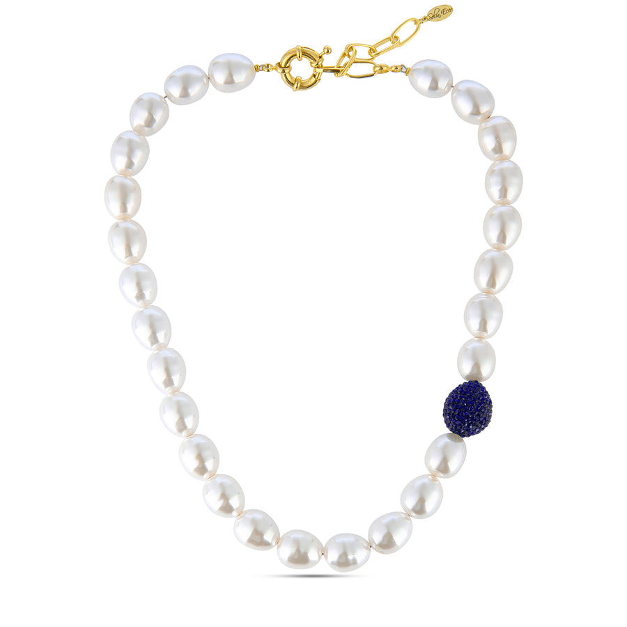 Pearl Crystal Navy Ball Necklace