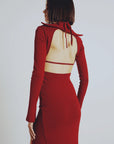 Red Buttoned Detail Dress with Bolero