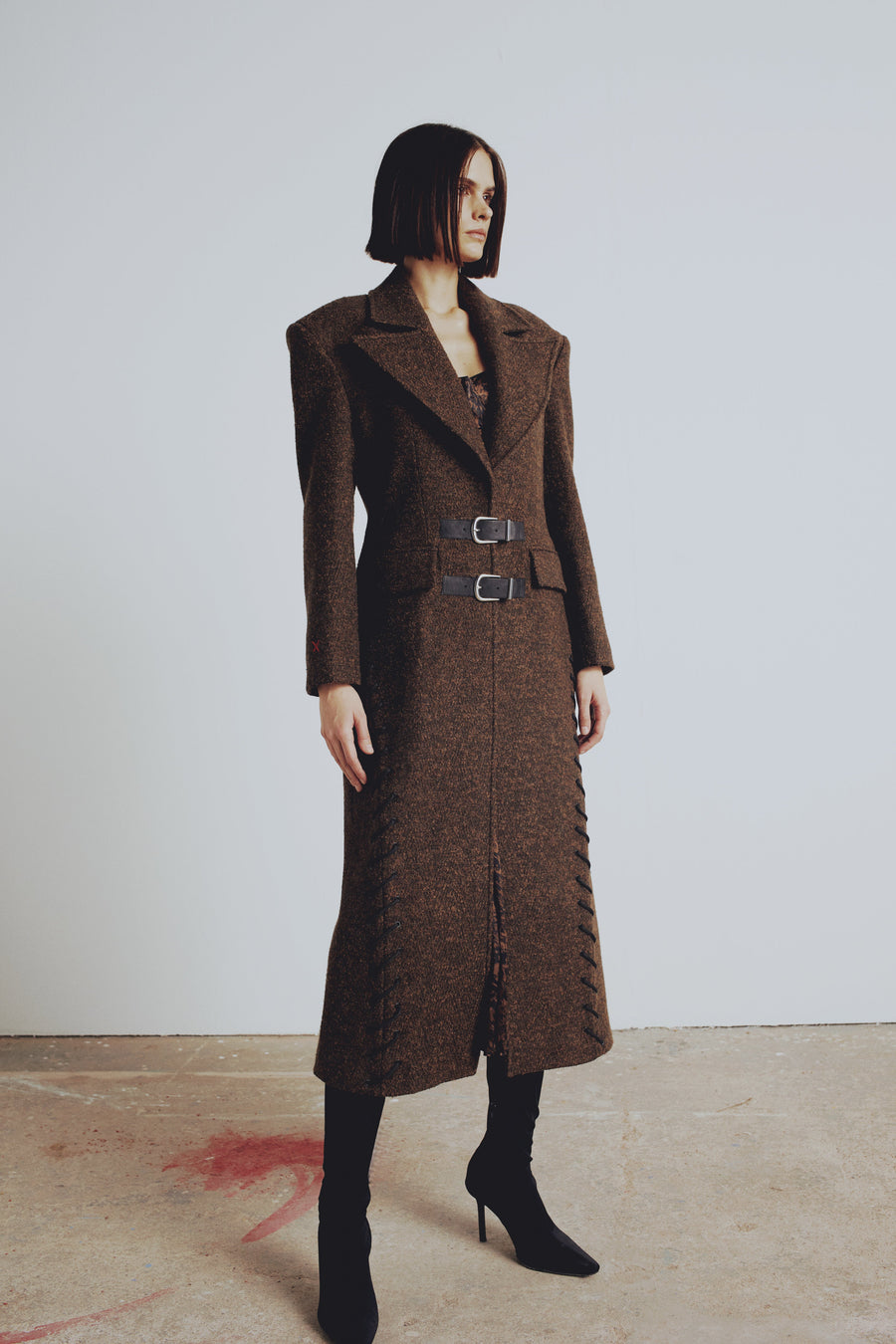 PCFG Brown Coat with Belted Front Side Eyelets and Drawstring Detail  - Porterist 5