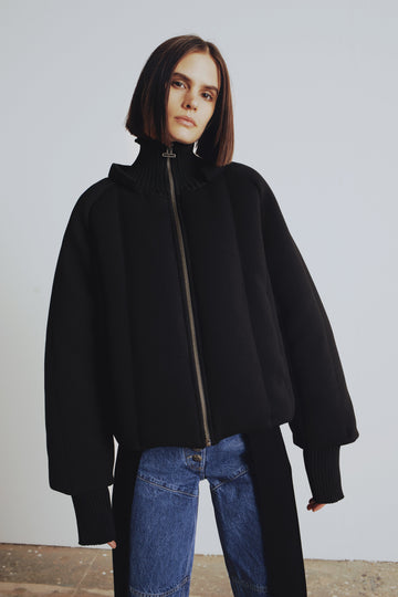 PCFG Black Thick Jacket with Zippered Sleeves and Knit Details  - Porterist 5