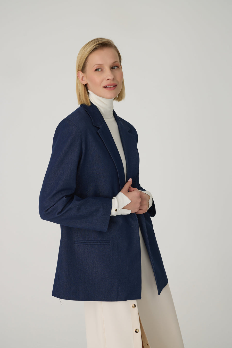 Pienza Navy Blue Women's Blazer Jacket
