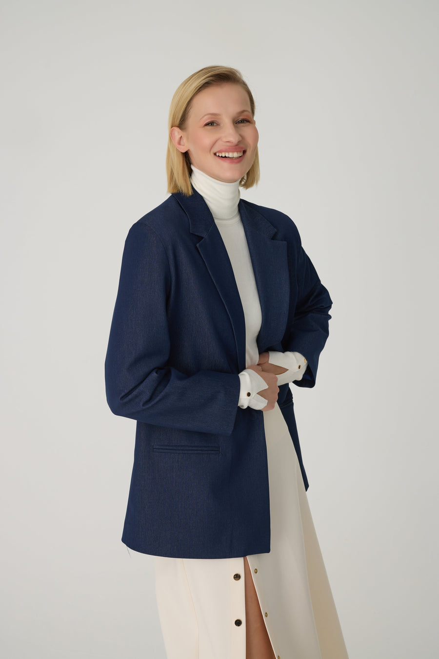 Pienza Navy Blue Women's Blazer Jacket