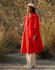 Red Balloon Sleeve Trench Coat