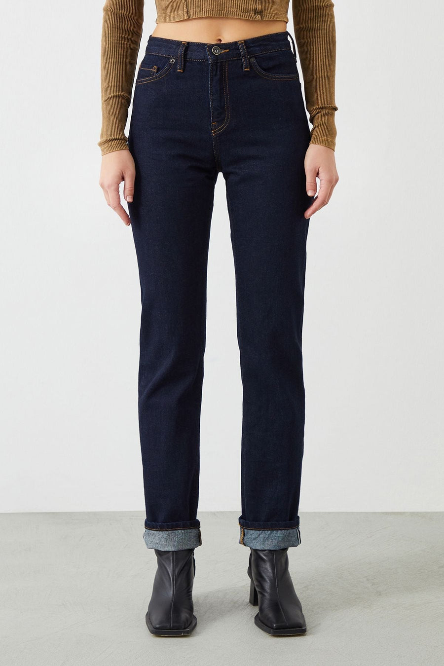 Mira Boyfriend Fit Dark Blue Selvedge Womens Jeans Fınal Item - Porterist 3