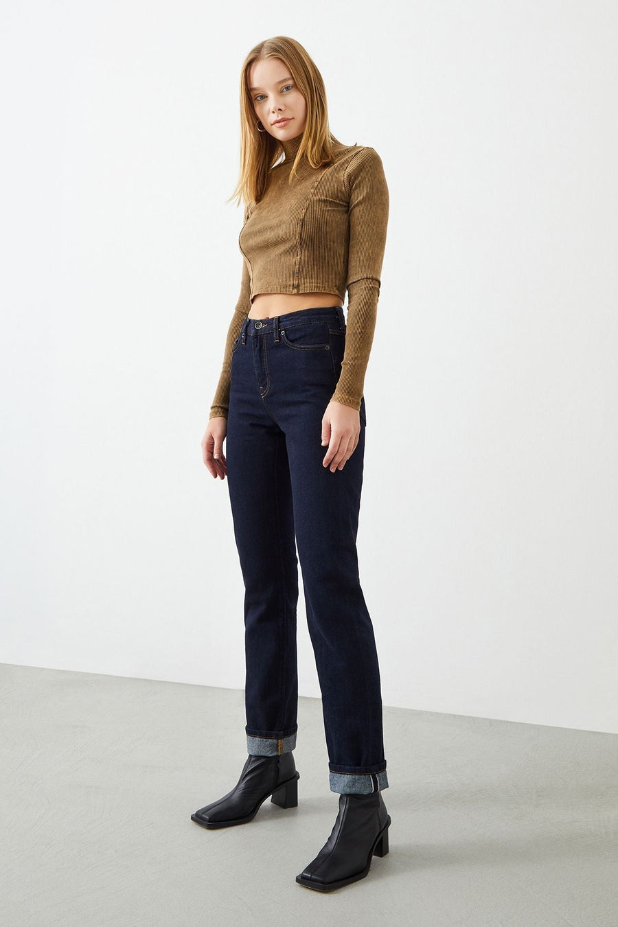 Mira Boyfriend Fit Dark Blue Selvedge Womens Jeans Fınal Item - Porterist 1