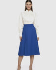 A Form Below the Knee Blue Skirt