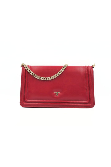 Splenda Red Genuine Leather Chain Strap Shoulder Bag