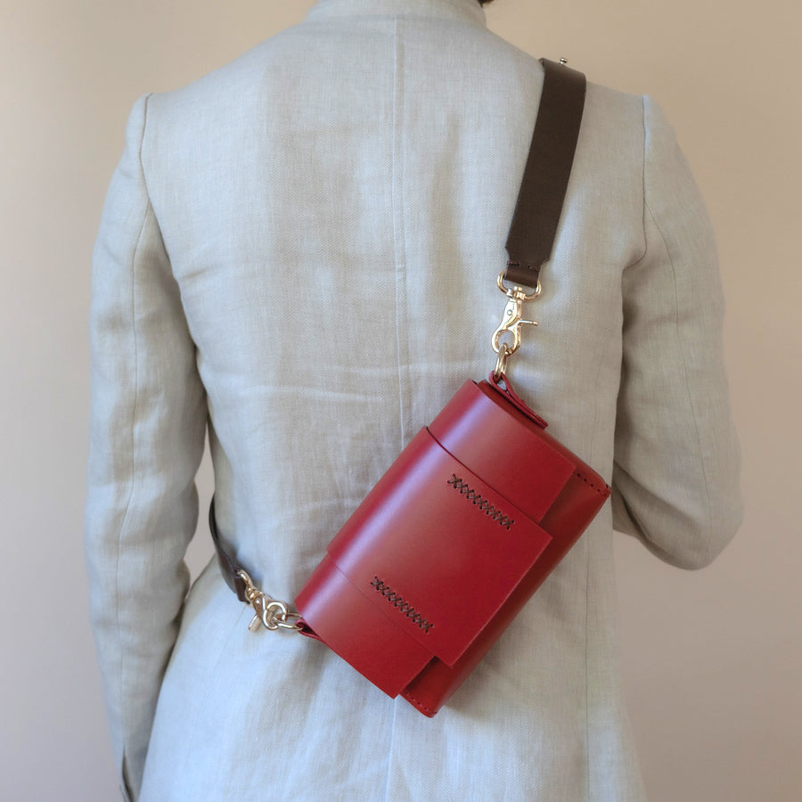 Tri Mini Red Leather Shoulder Bag | Porterist