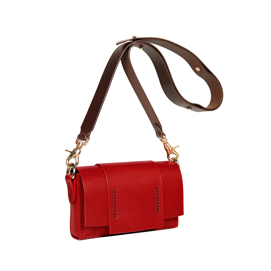 Tri Mini Red Leather Shoulder Bag | Porterist