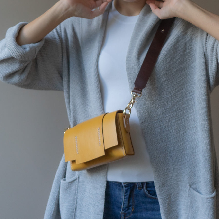 Tri Mini Yellow Leather Shoulder Bag | Porterist