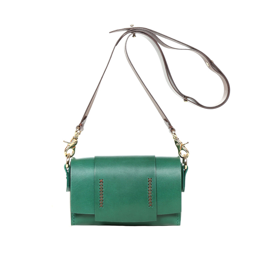 Tri Mini Green Leather Shoulder Bag | Porterist