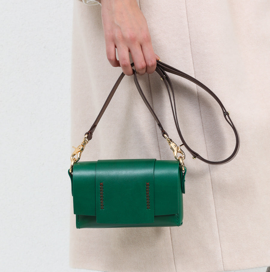 Tri Mini Green Leather Shoulder Bag | Porterist