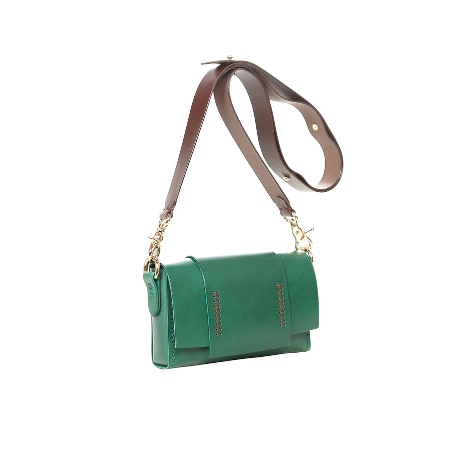 Tri Mini Green Leather Shoulder Bag | Porterist