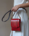 Tri Vertical Red Leather Shoulder Bag | Porterist