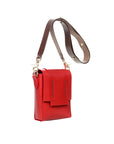 Tri Vertical Red Leather Shoulder Bag | Porterist