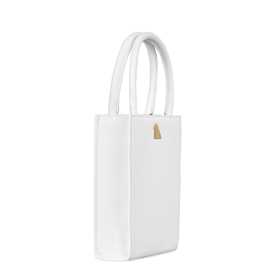 Mini Tote White Leather Handbag | Porterist