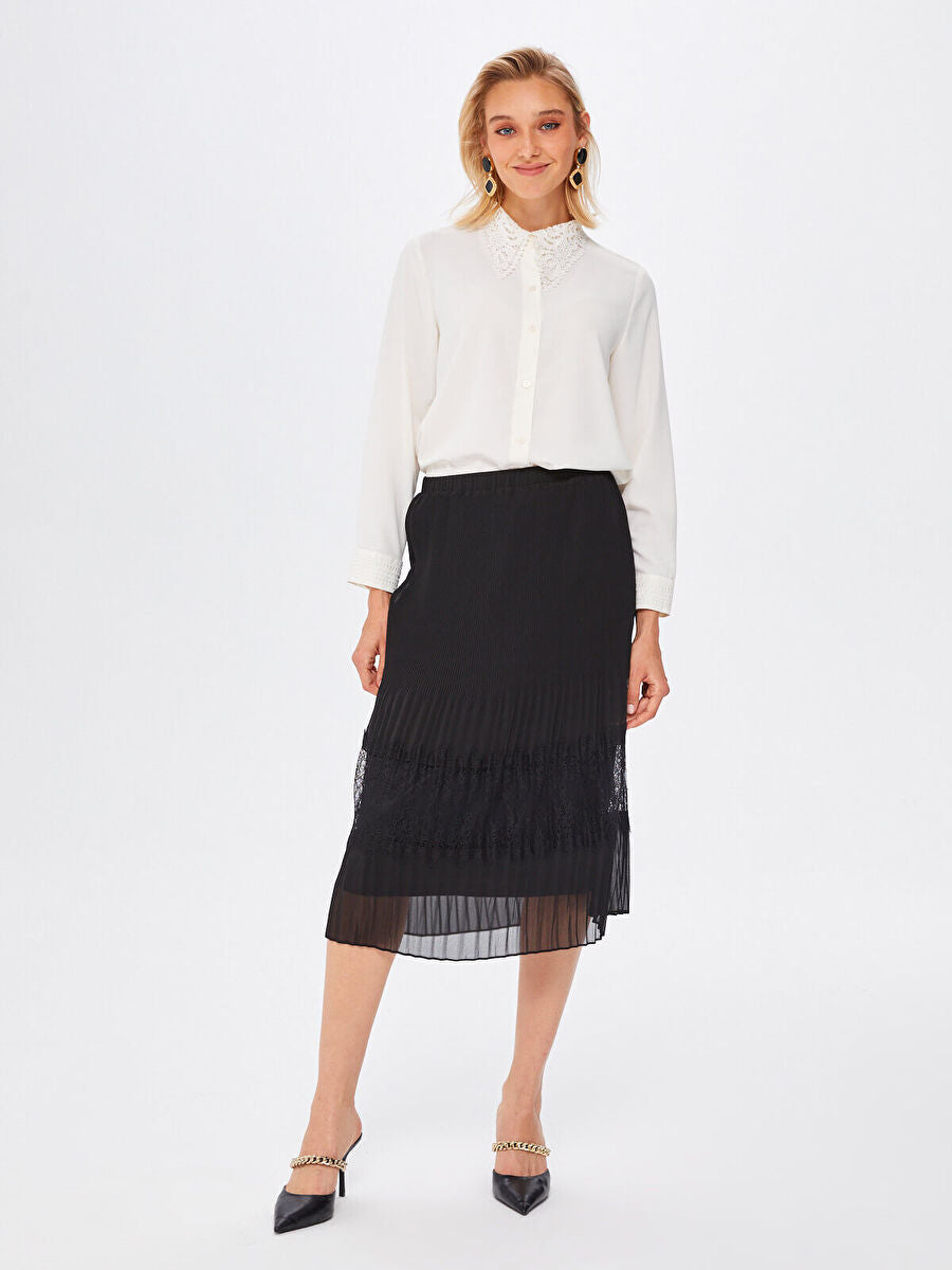 Black Pleated Skirt With Lace Fınal Item - Porterist 1