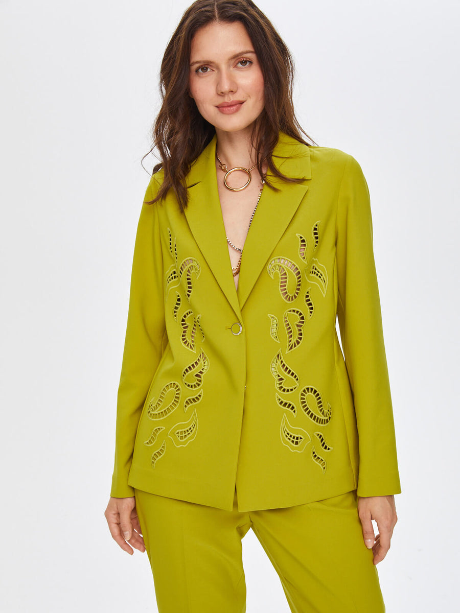 FS Faik Sönmez Matcha Paisley Hole Embroidered Jacket   - Porterist 2