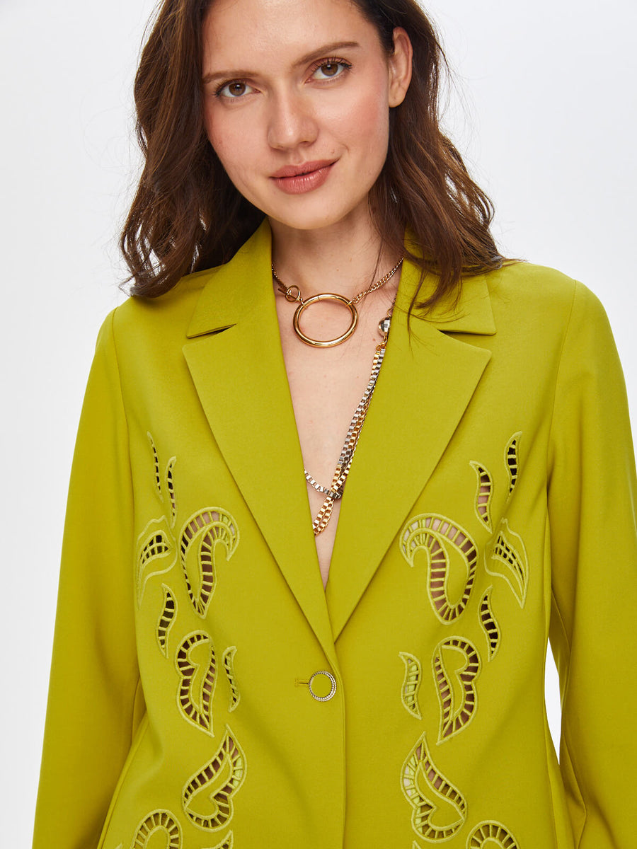 FS Faik Sönmez Matcha Paisley Hole Embroidered Jacket   - Porterist 4