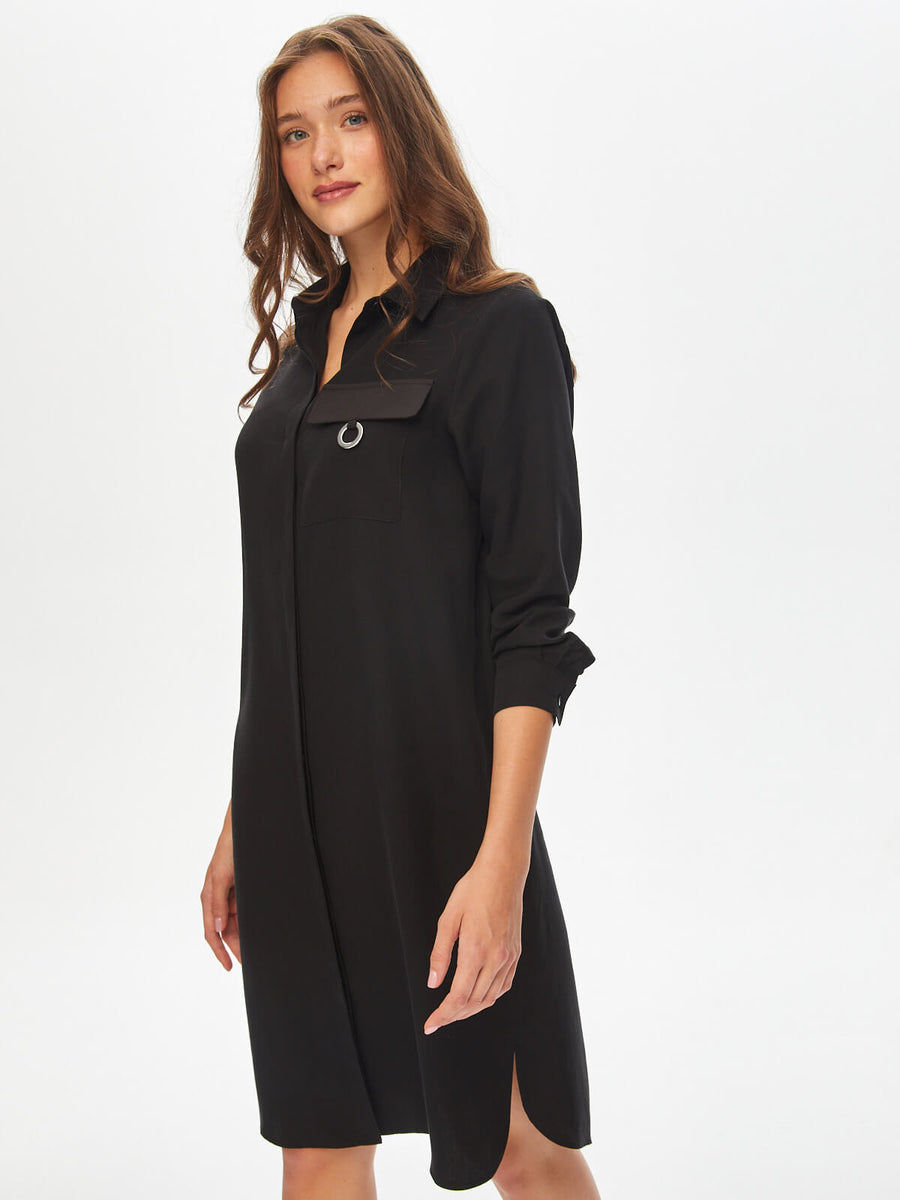 Relax Lyocell Metal Ring Detailed Shirt Dress 69768