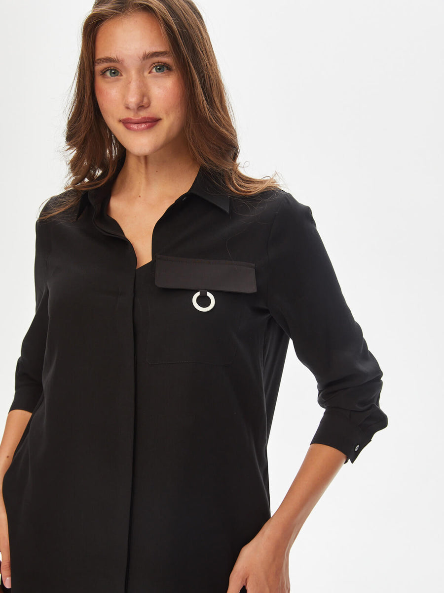 Relax Lyocell Metal Ring Detailed Shirt Dress 69768