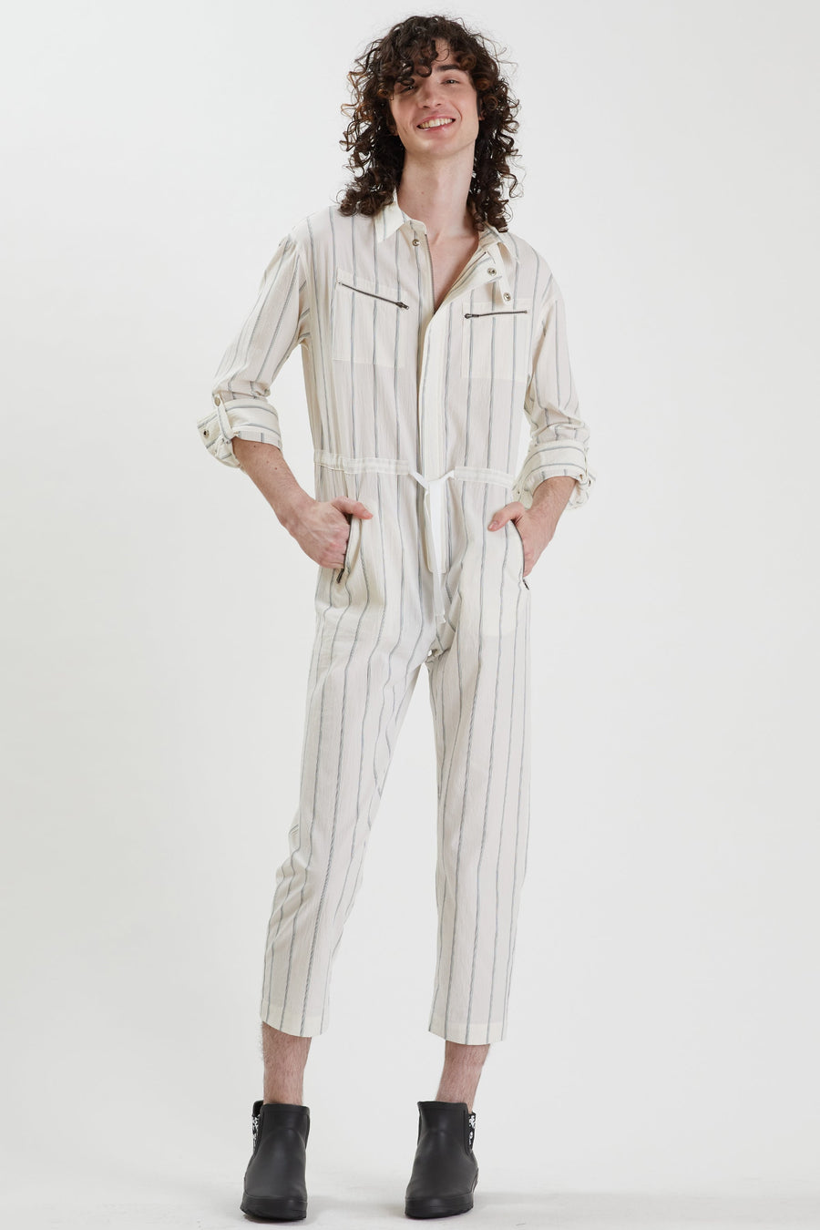 White Striped Jumpsuit