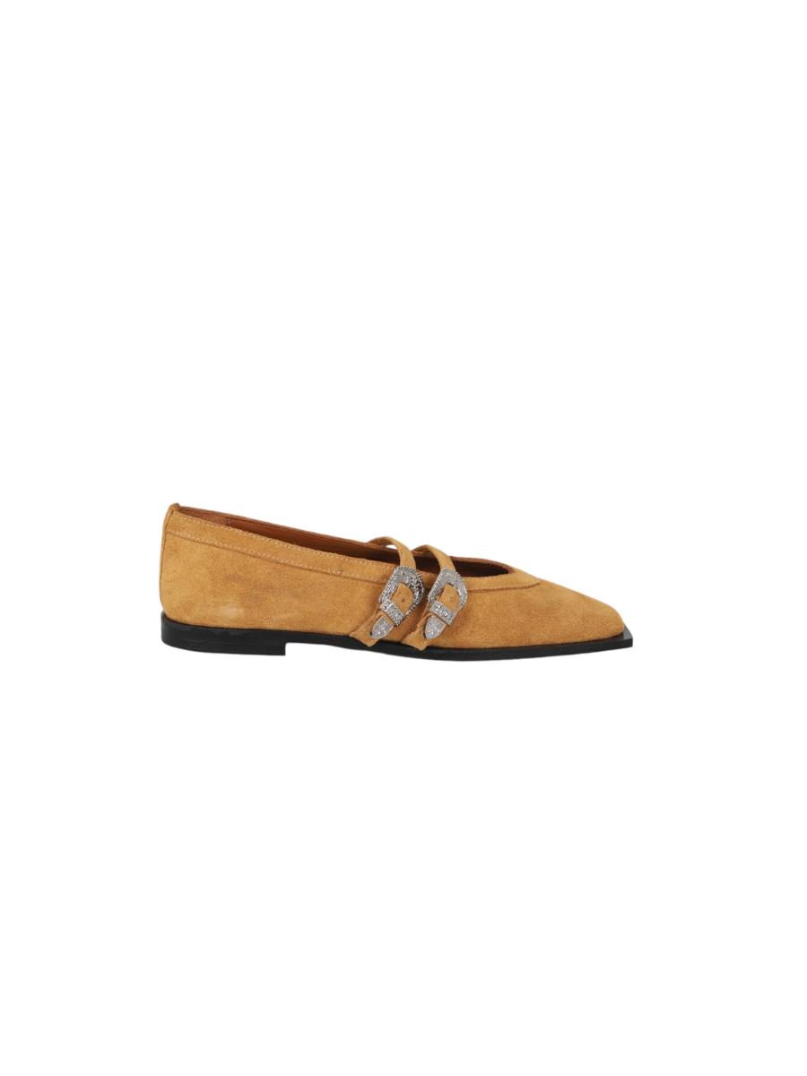 Vanessa  Western Buckle Ballerina Loafers Yellow