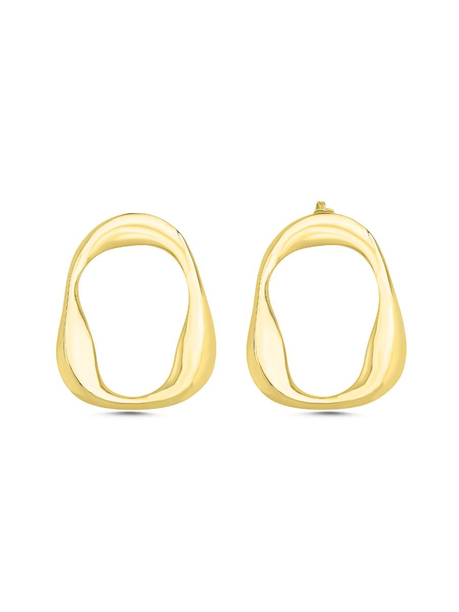 Wave Circle Shaped Gold Vermeil Earrings