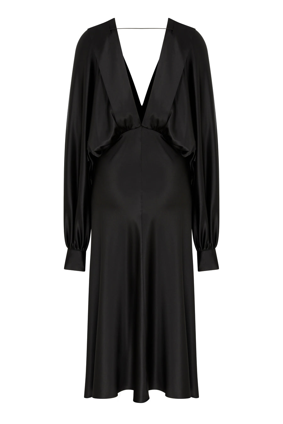 Mila V Neck Satin Dress in Black - Porterist 9