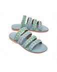 Green Gray Sea Genuine Leather Sandals | Porterist