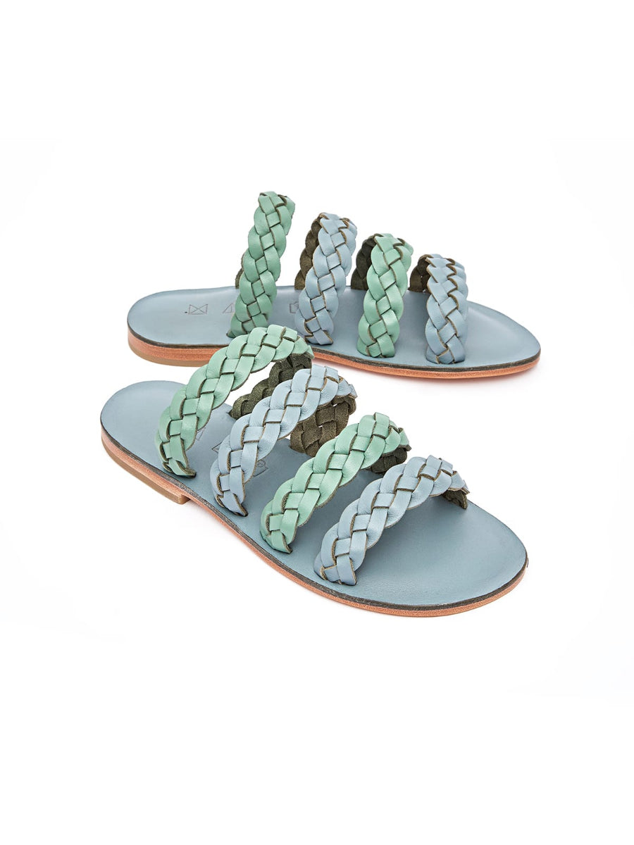 Green Gray Sea Genuine Leather Sandals | Porterist