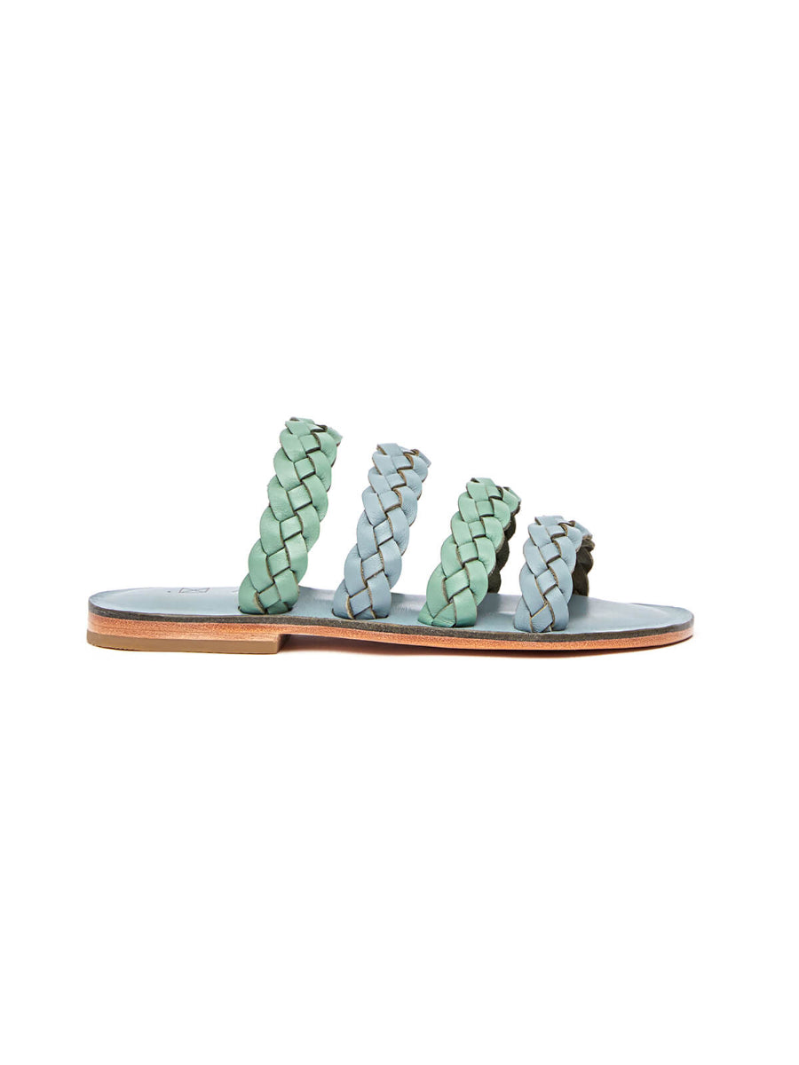 Green Gray Sea Genuine Leather Sandals | Porterist