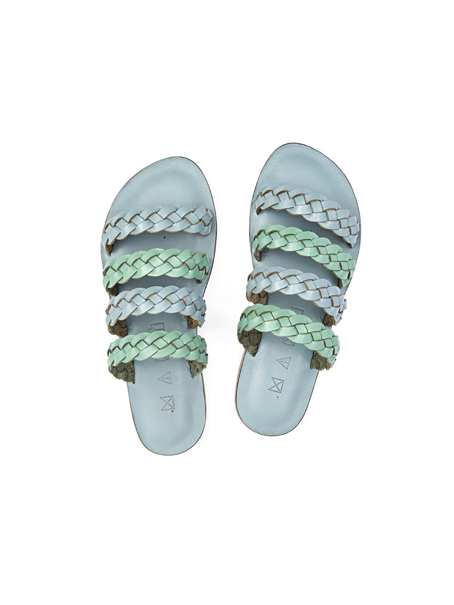 Green Gray Sea Genuine Leather Sandals | Porterist