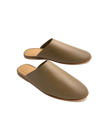 Olive Green Mules Genuine Leather Sandals | Porterist