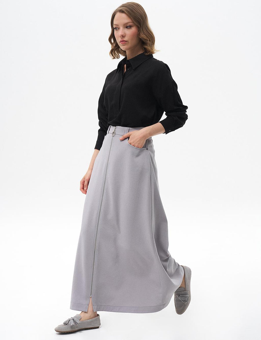 Bell Skirt Gray with Metal Accessories