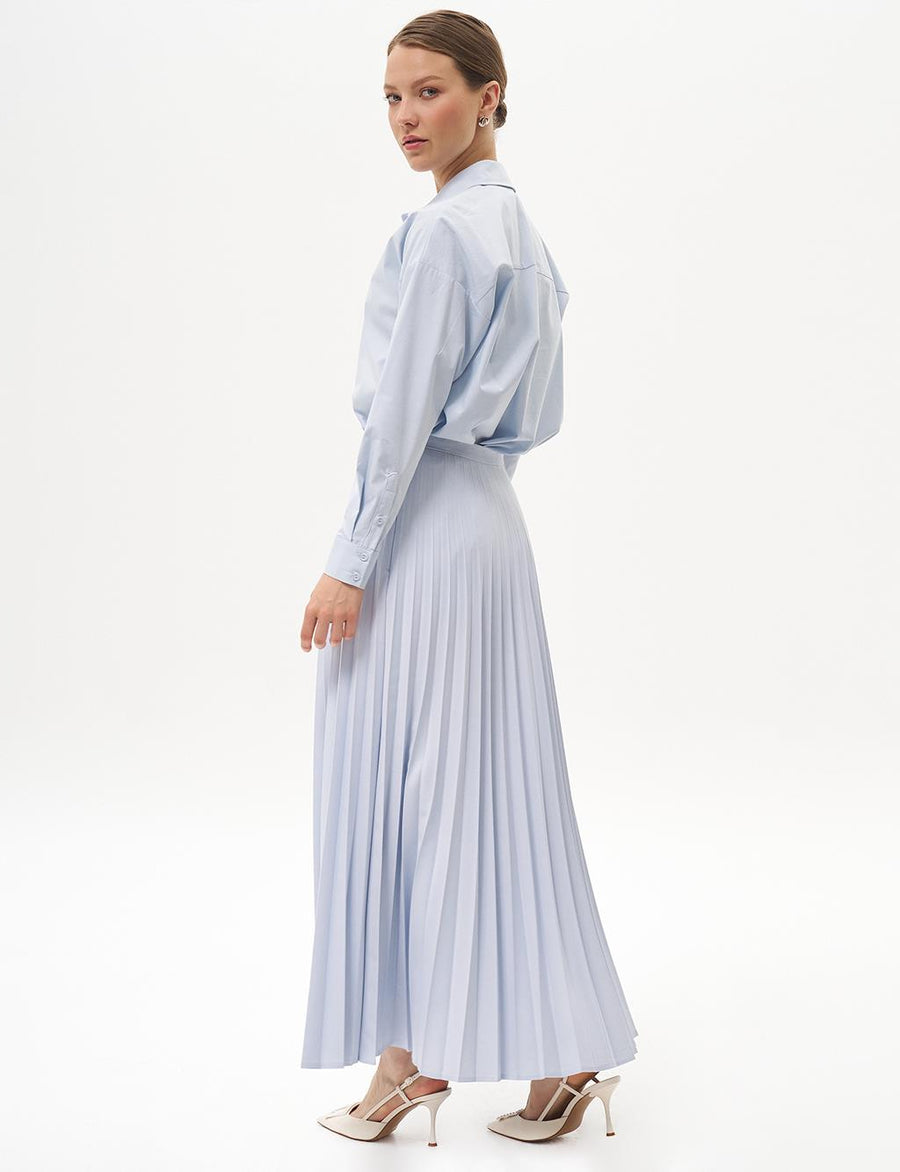 Basic Pleated Skirt Blue