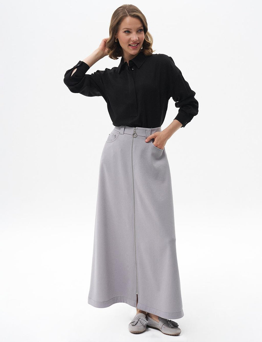 Bell Skirt Gray with Metal Accessories