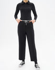 Elastic Waist Lace-up Trousers Black