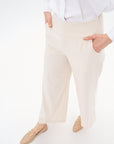 Wide Leg Trousers Cream with Iron Trace