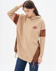 Garnished Gathering Detail Sweatshirt Milk Brown