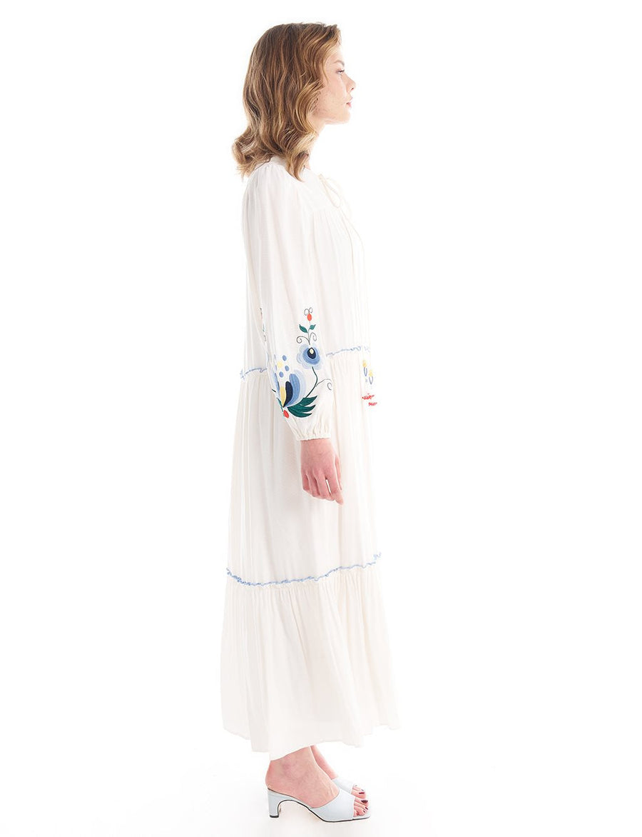 Embroidered Tassel Detailed Layered Dress Ecru Ky B Fınal Item - Porterist 1