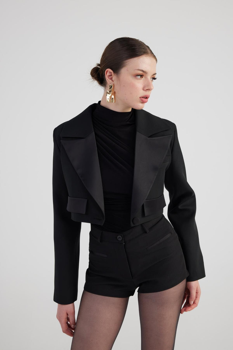 Camila Crop Blazer Jacket Black