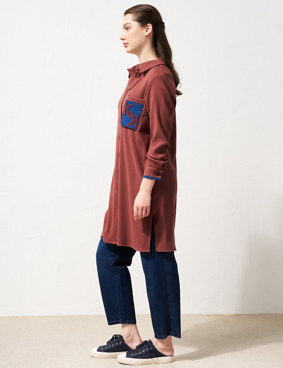 Embroidery Embroidered Long Tunic Chestnut