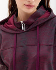 Fabric Mixed Double Look Sweatshirt Claret Red