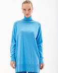 Turtleneck Knitwear Tunic Sky Blue