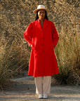 Red Balloon Sleeve Trench Coat