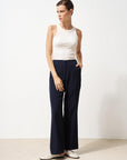 Basic Pants with Elastic Waist Navy