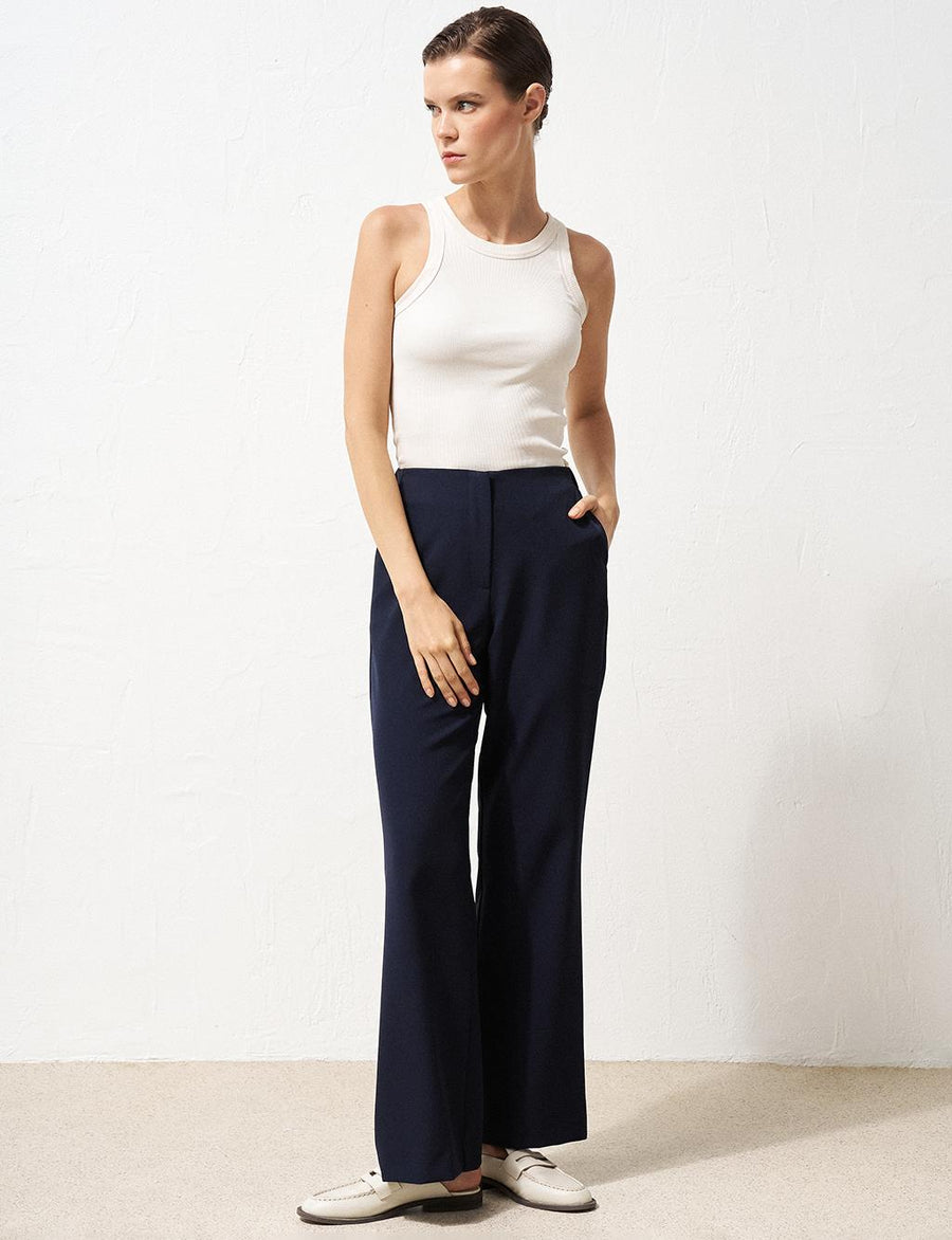 Basic Pants with Elastic Waist Navy