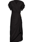 Wrap Over Cut Out Shirred Chain Detail Dress Black - 3